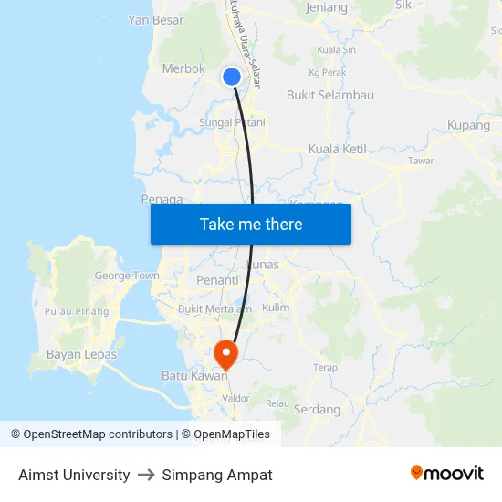 Aimst University to Simpang Ampat map