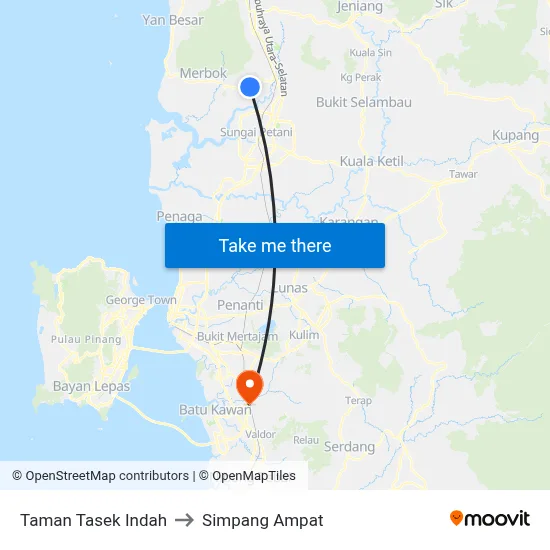 Taman Tasek Indah to Simpang Ampat map