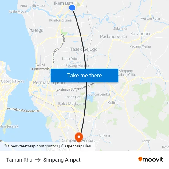 Taman Rhu to Simpang Ampat map