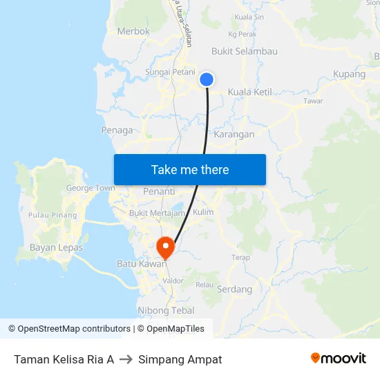 Taman Kelisa Ria A to Simpang Ampat map