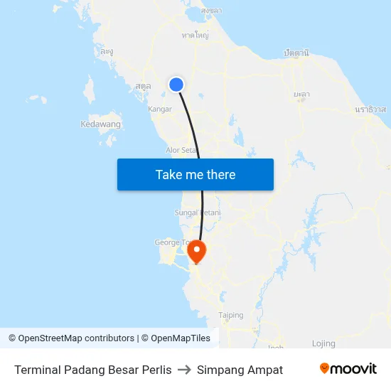 Terminal Padang Besar Perlis to Simpang Ampat map