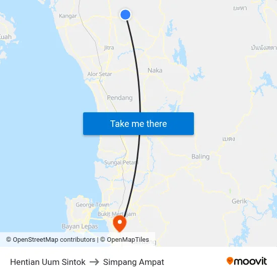 Hentian Uum Sintok to Simpang Ampat map