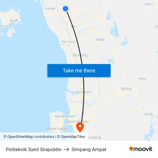 Politeknik Syed Sirajuddin to Simpang Ampat map