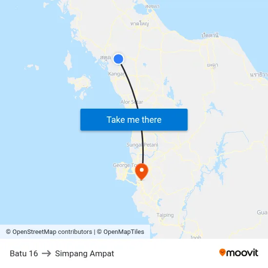 Batu 16 to Simpang Ampat map