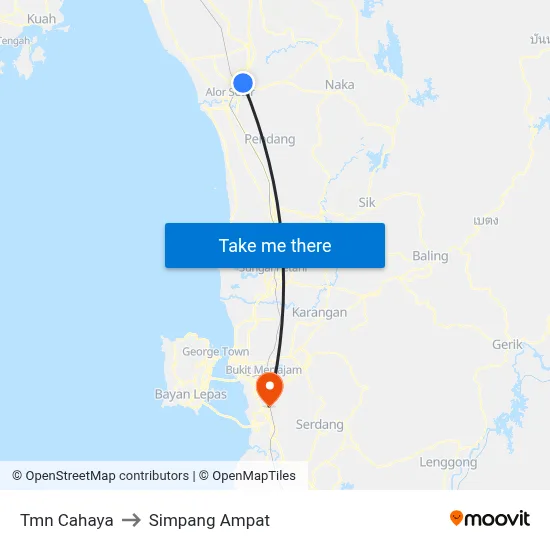 Tmn Cahaya to Simpang Ampat map