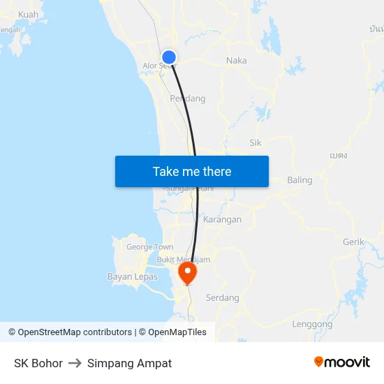 SK Bohor to Simpang Ampat map