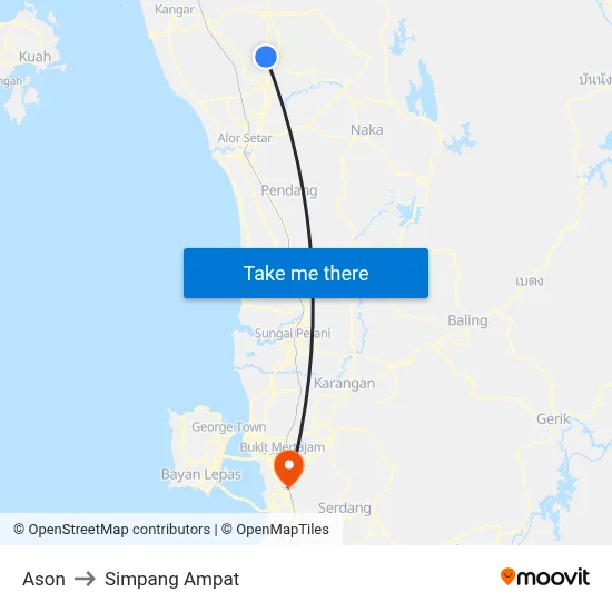 Ason to Simpang Ampat map