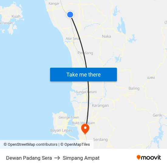 Dewan Padang Sera to Simpang Ampat map