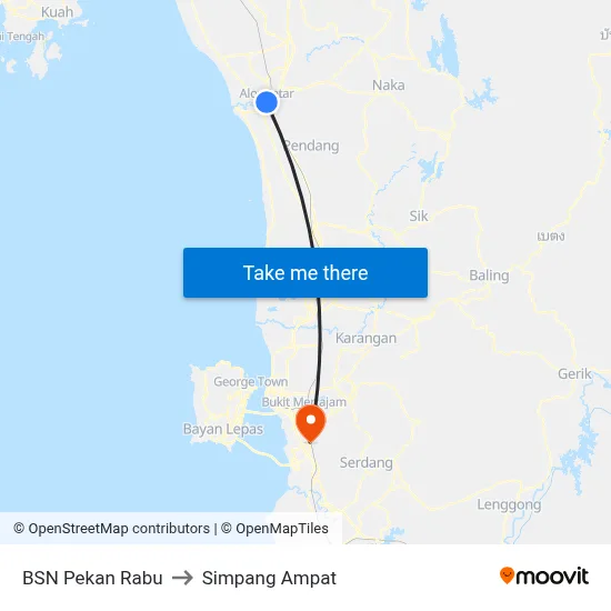 BSN Pekan Rabu to Simpang Ampat map