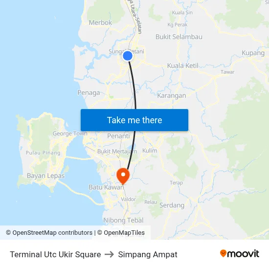 Terminal Utc Ukir Square to Simpang Ampat map