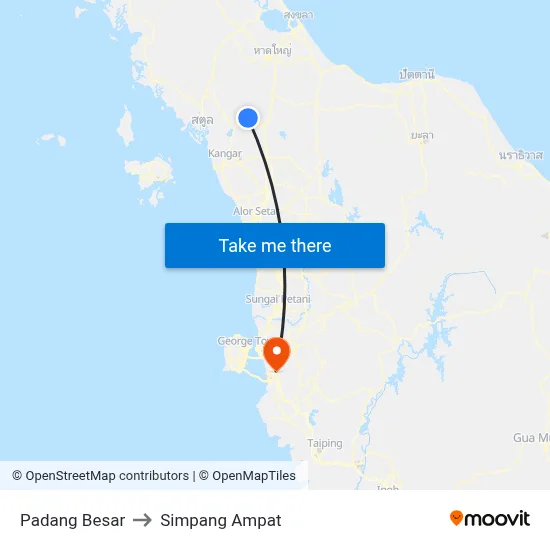 Padang Besar to Simpang Ampat map