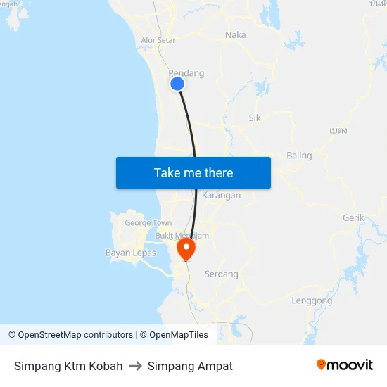 Simpang Ktm Kobah to Simpang Ampat map