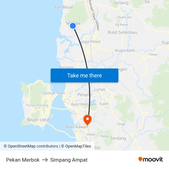 Pekan Merbok to Simpang Ampat map