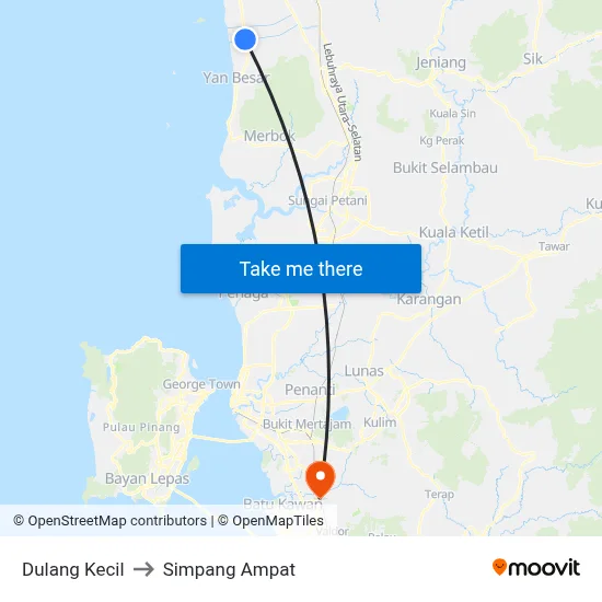 Dulang Kecil to Simpang Ampat map