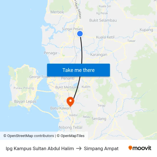 Ipg Kampus Sultan Abdul Halim to Simpang Ampat map