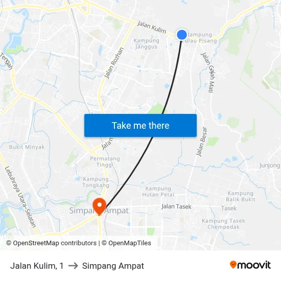 Jalan Kulim, 1 to Simpang Ampat map
