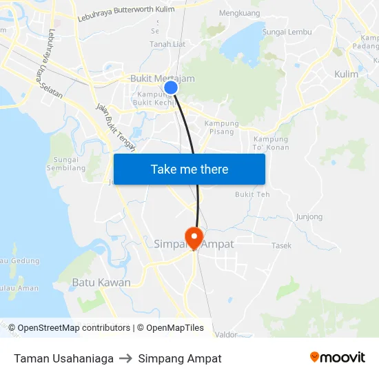 Taman Usahaniaga to Simpang Ampat map