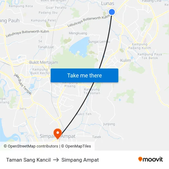 Taman Sang Kancil to Simpang Ampat map