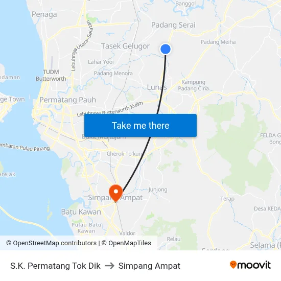 S.K. Permatang Tok Dik to Simpang Ampat map