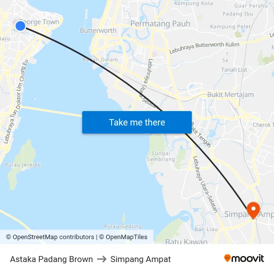 Astaka Padang Brown to Simpang Ampat map