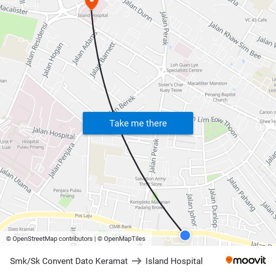 Smk/Sk Convent Dato Keramat to Island Hospital map