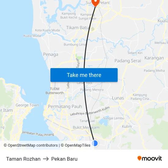 Taman Rozhan to Pekan Baru map