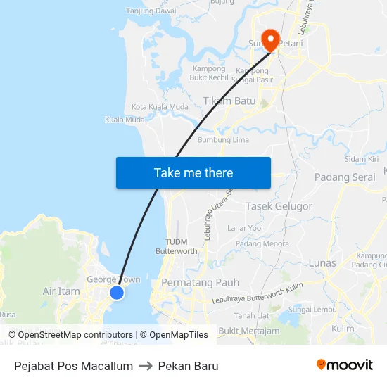 Pejabat Pos Macallum to Pekan Baru map