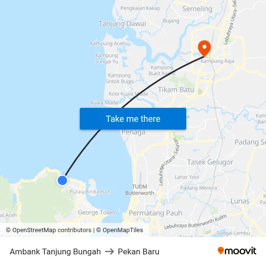 Ambank Tanjung Bungah to Pekan Baru map
