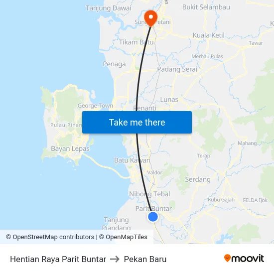 Hentian Raya Parit Buntar to Pekan Baru map