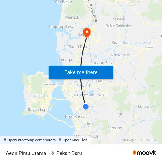Aeon Pintu Utama to Pekan Baru map