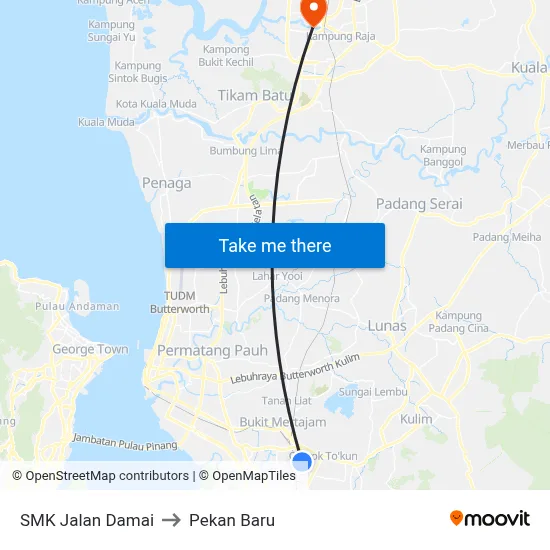 SMK Jalan Damai to Pekan Baru map