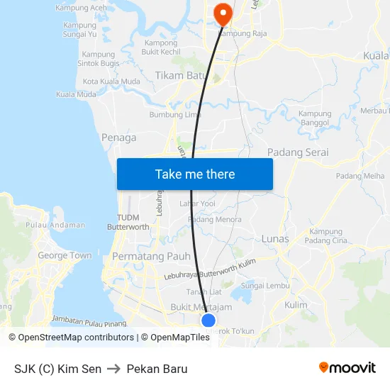 SJK (C) Kim Sen to Pekan Baru map