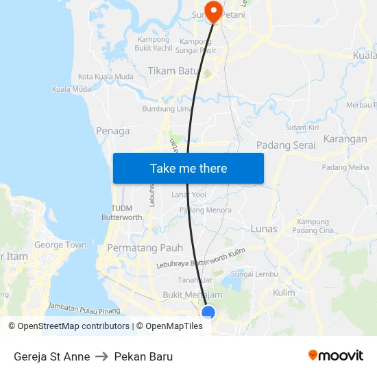 Gereja St Anne to Pekan Baru map