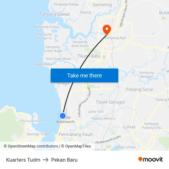 Kuarters Tudm to Pekan Baru map