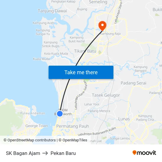 SK Bagan Ajam to Pekan Baru map