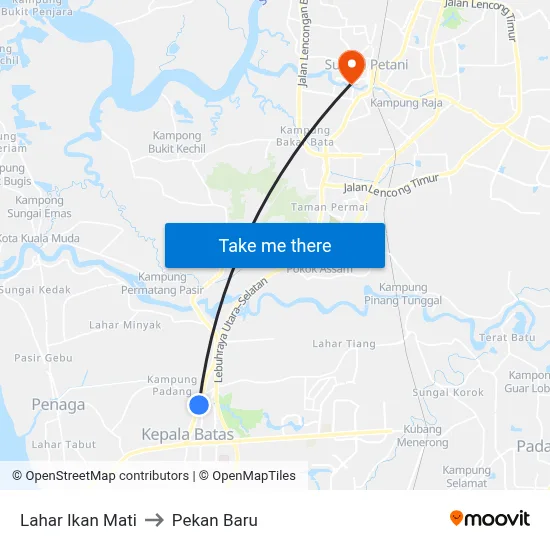 Lahar Ikan Mati to Pekan Baru map