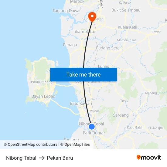 Nibong Tebal to Pekan Baru map