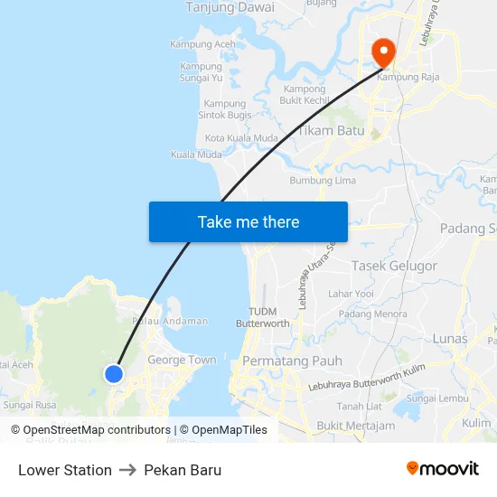 Lower Station to Pekan Baru map