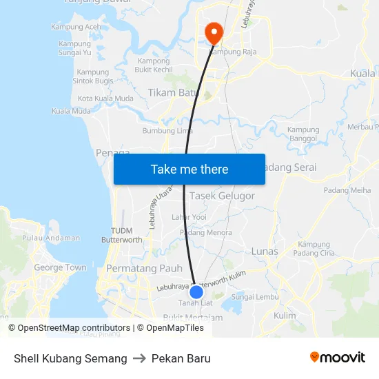 Shell Kubang Semang to Pekan Baru map