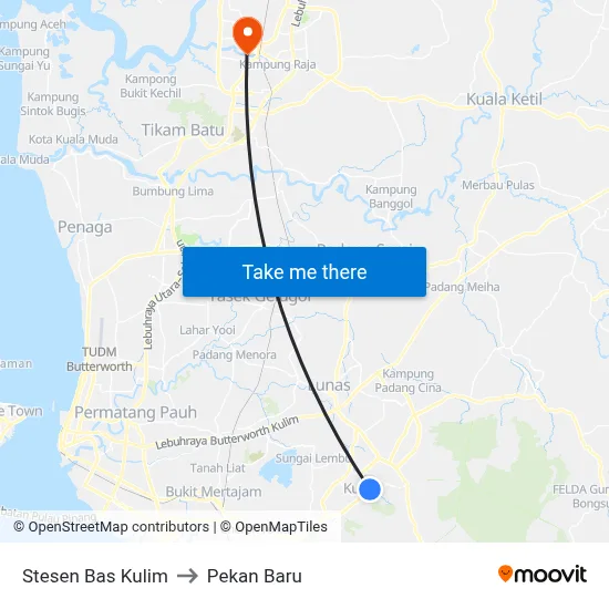 Stesen Bas Kulim to Pekan Baru map