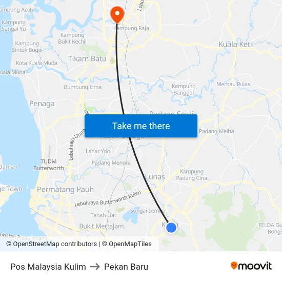Pos Malaysia Kulim to Pekan Baru map