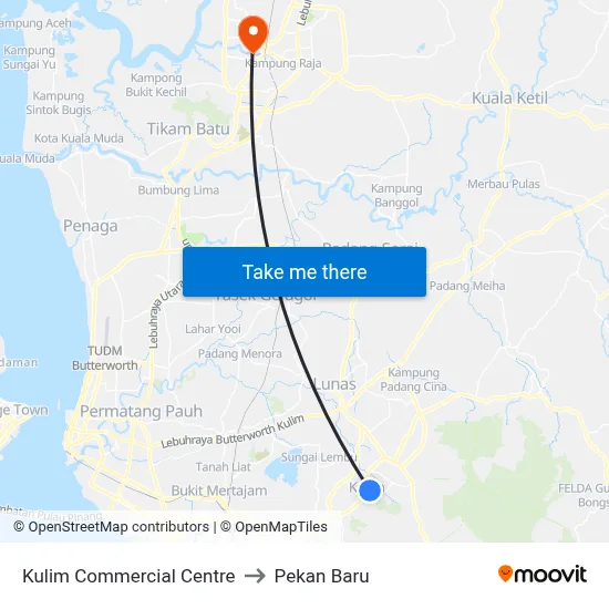 Kulim Commercial Centre to Pekan Baru map