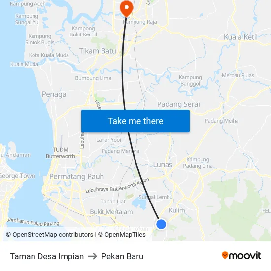 Taman Desa Impian to Pekan Baru map