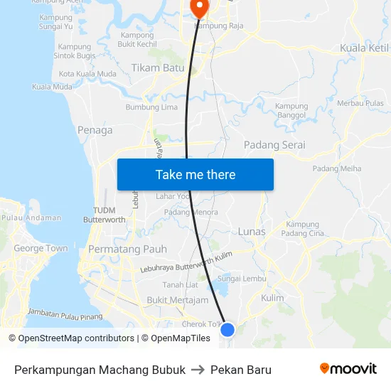 Perkampungan Machang Bubuk to Pekan Baru map
