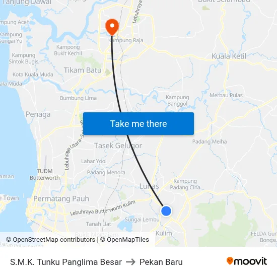 S.M.K. Tunku Panglima Besar to Pekan Baru map