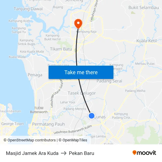 Masjid Jamek Ara Kuda to Pekan Baru map