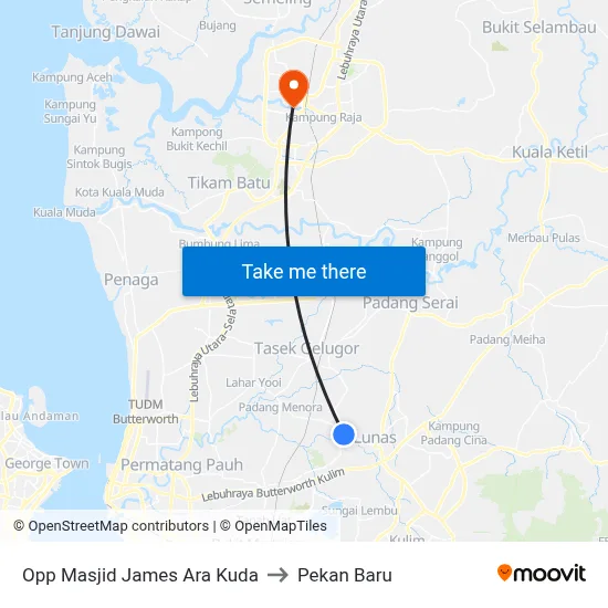Opp Masjid James Ara Kuda to Pekan Baru map
