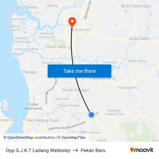 Opp S.J.K.T Ladang Wellesley to Pekan Baru map