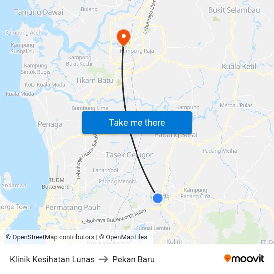 Klinik Kesihatan Lunas to Pekan Baru map