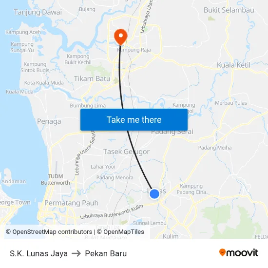 S.K. Lunas Jaya to Pekan Baru map